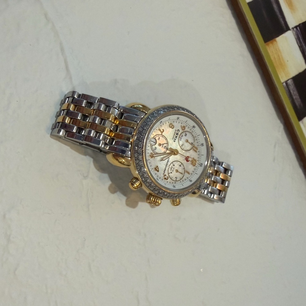 Michele CSX Diamond 18K Gold/ Silver Bracelet Watch - Picture 4 of 12